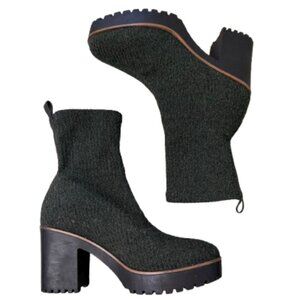 Chinese Laundry Green Sweater Knit Lugg Sole Booties Size 8 Platform